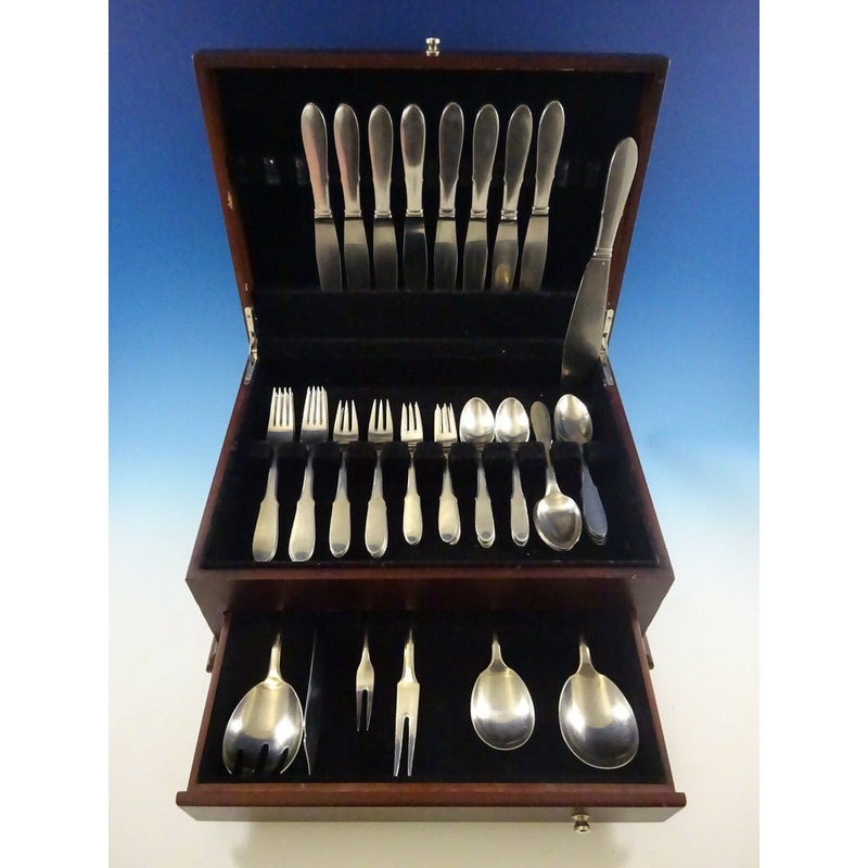 Mitra Mirror by Georg Jensen Stainless Steel Flatware Set For 8 Service Estate