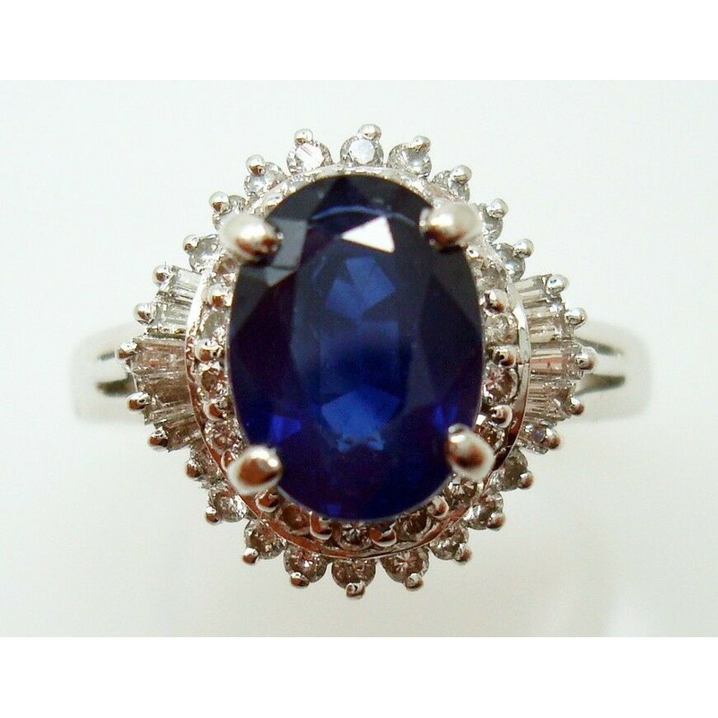 Platinum Ring with 1.42ct Blue Genuine Natural Sapphire (#J487) with Report
