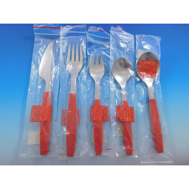 Strata Red by Georg Jensen Stainless Flatware Set Service Modern 30 Pieces New