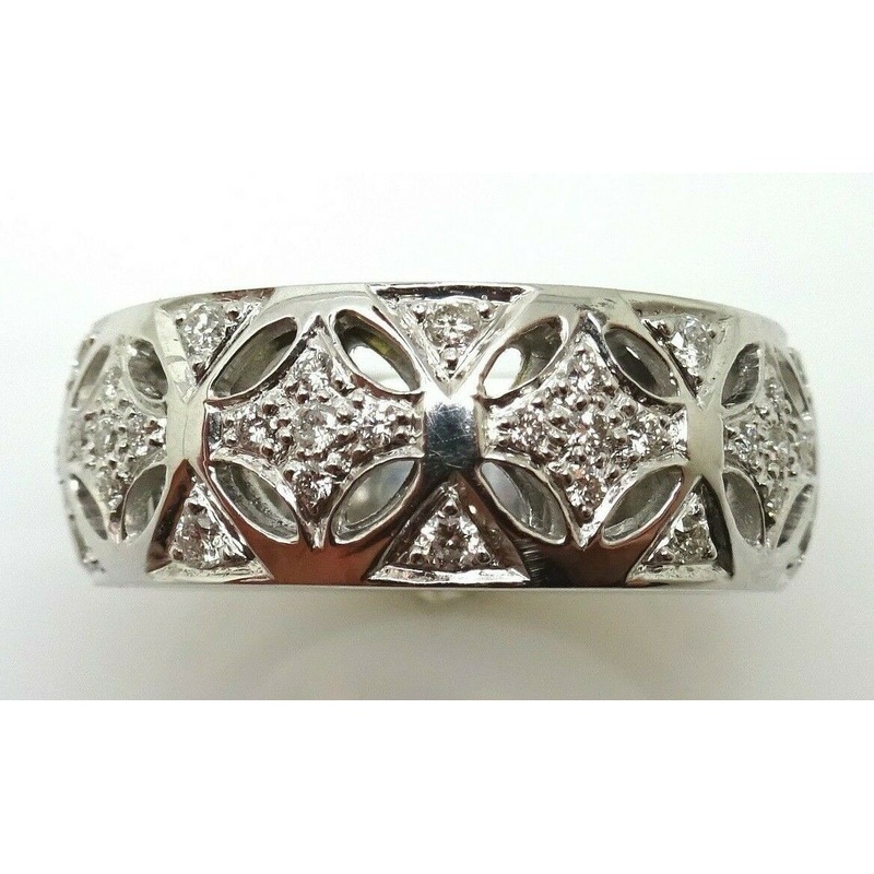 Wide 14k White Gold Genuine Natural Diamond Pierced Band 1/2ct (#J3738)