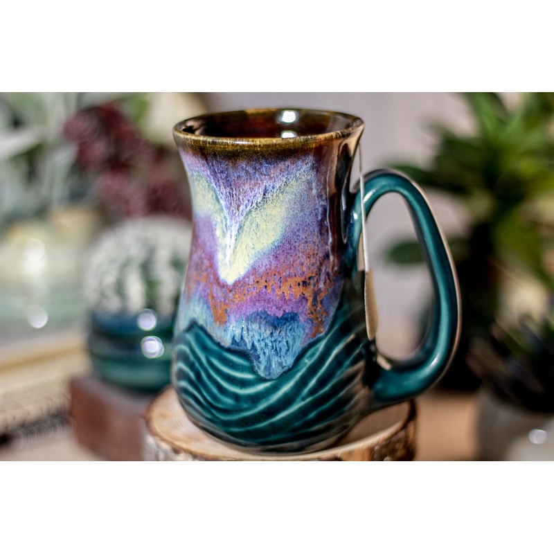 05-B Electric Haze Barely Flared Notched Textured Mug, 14 oz.