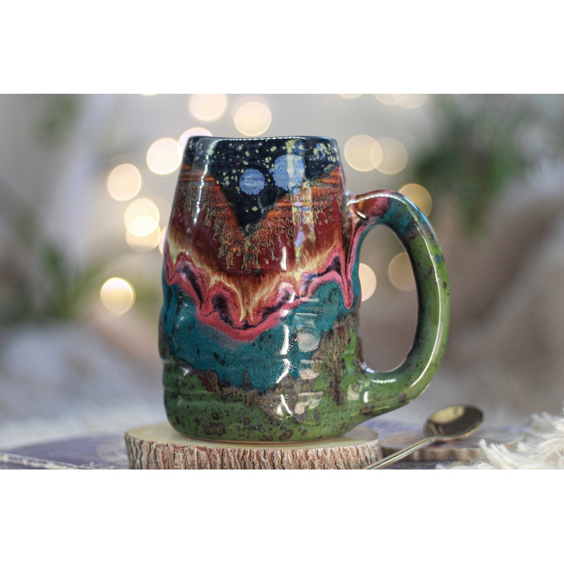 08-B Starry Night Variation Textured Mug, 19 oz