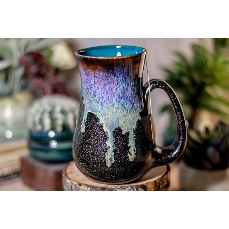 08-D Electric Wave Barely Flared Notched Mug, 16 oz