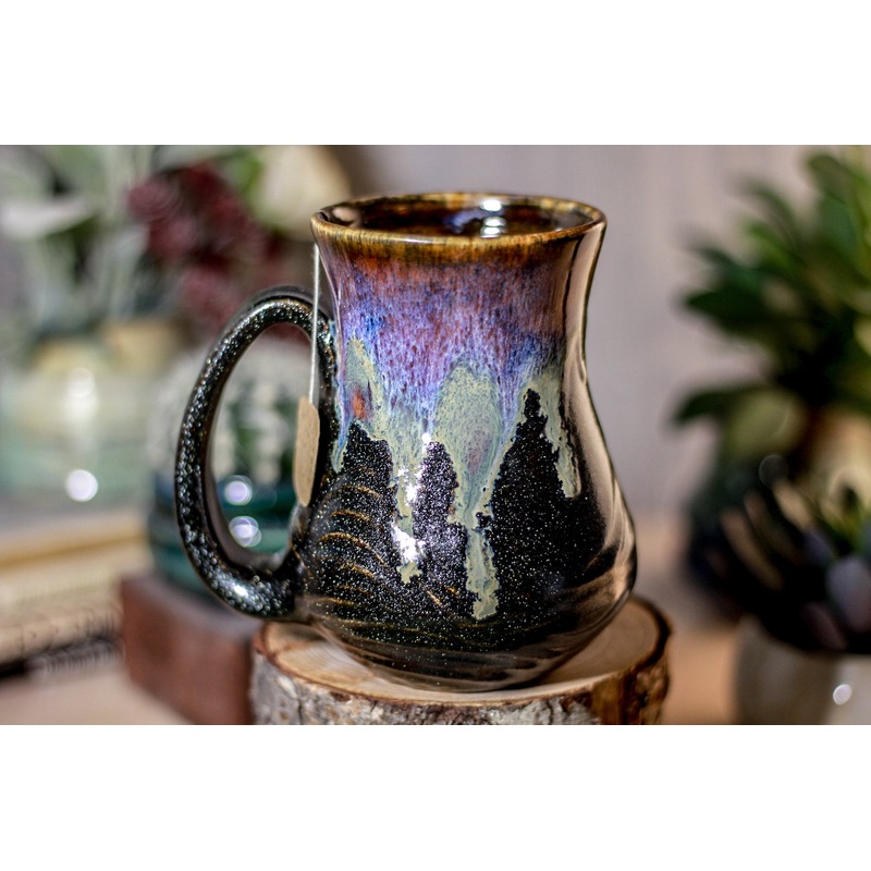 09-D Electric Wave Barely Flared Notched Textured Mug, 15 oz
