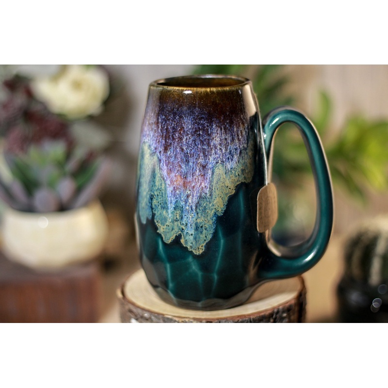 12-D Electric Wave Notched Crystal Mug, 15 oz