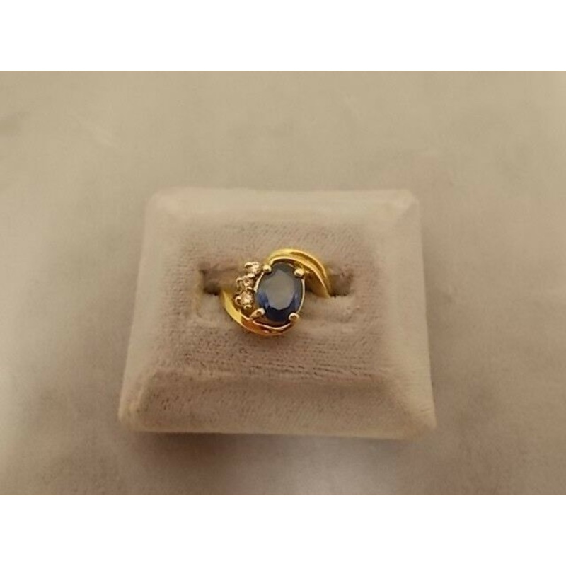 14K Gold Large 1.92ct Oval Genuine Natural Sapphire Ring with Diamonds (#J547)