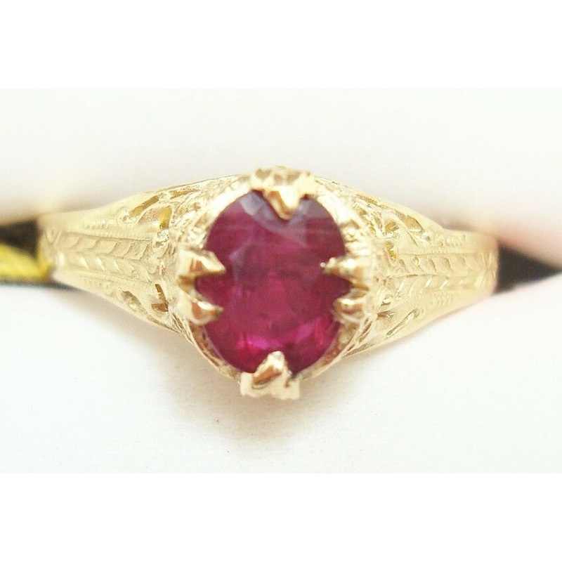 14K Gold Oval Genuine Natural Ruby Ring (#J2642)