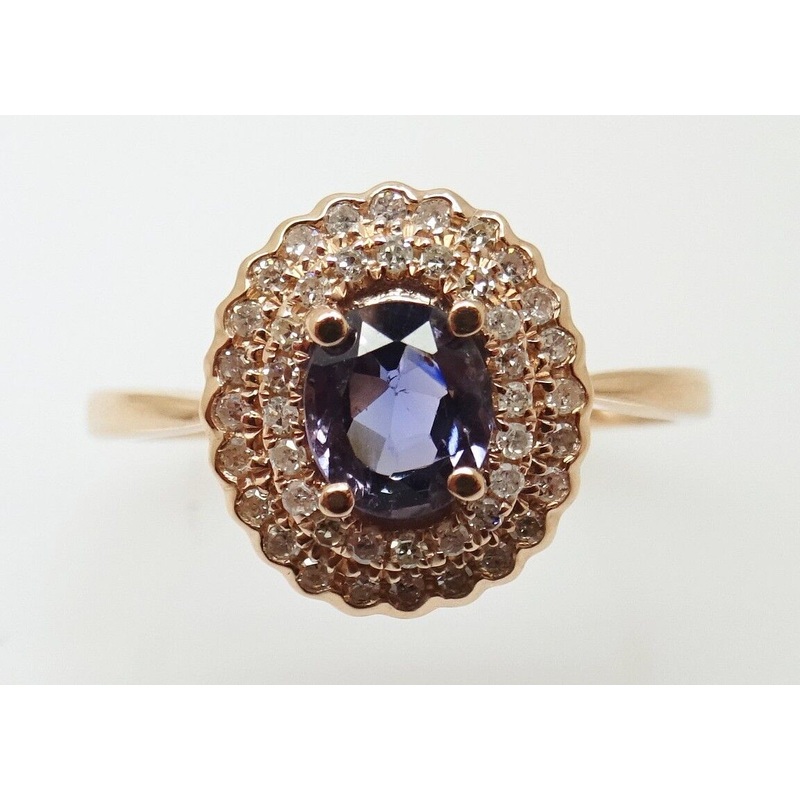 14K Rose Gold .66ct Purple Genuine Natural Sapphire Ring with Diamonds (#J3205)