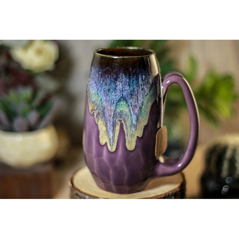 15-D Electric Wave Notched Crystal Mug, 13 oz