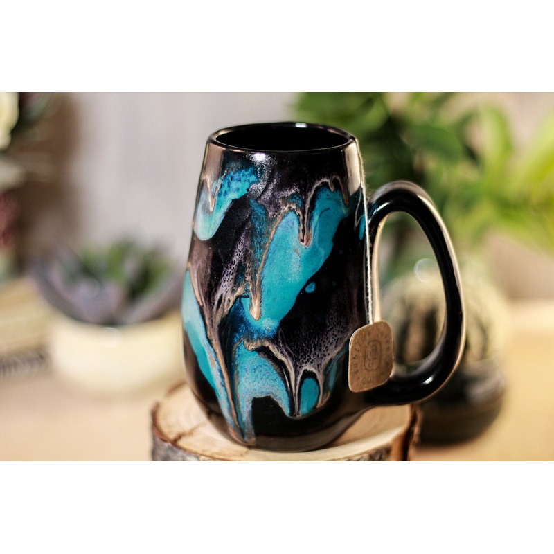 38-E Teal Grotto  Notched Mug, 15 oz