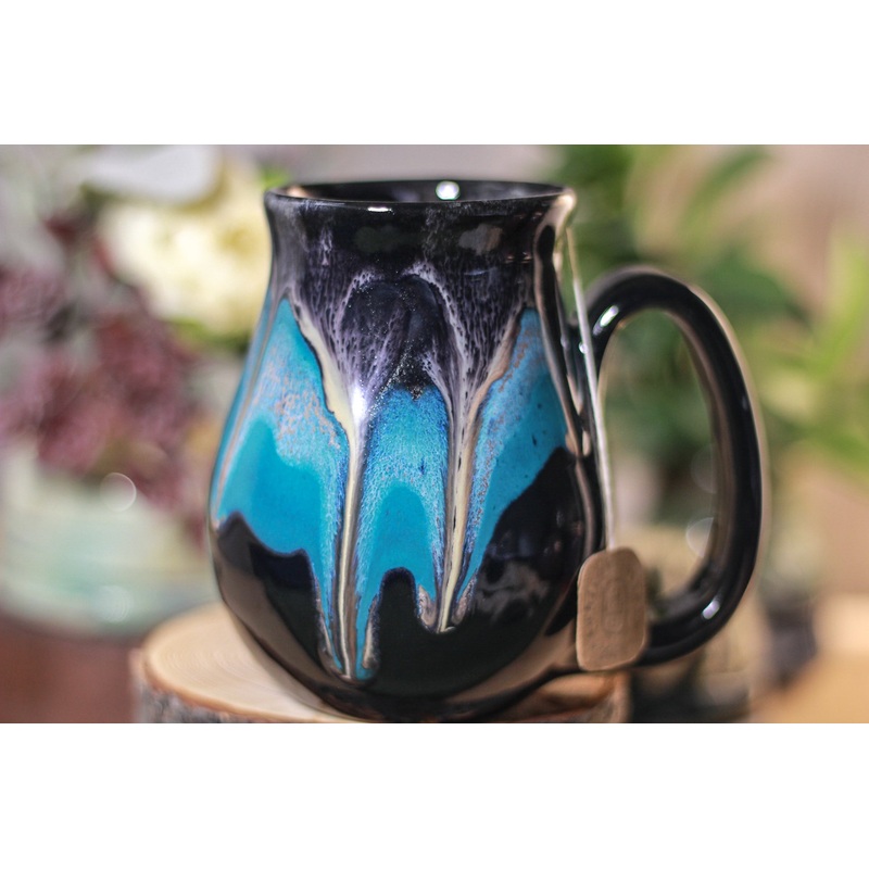 44-E Teal Cavern Barely Flared Notched Mug, 16 oz