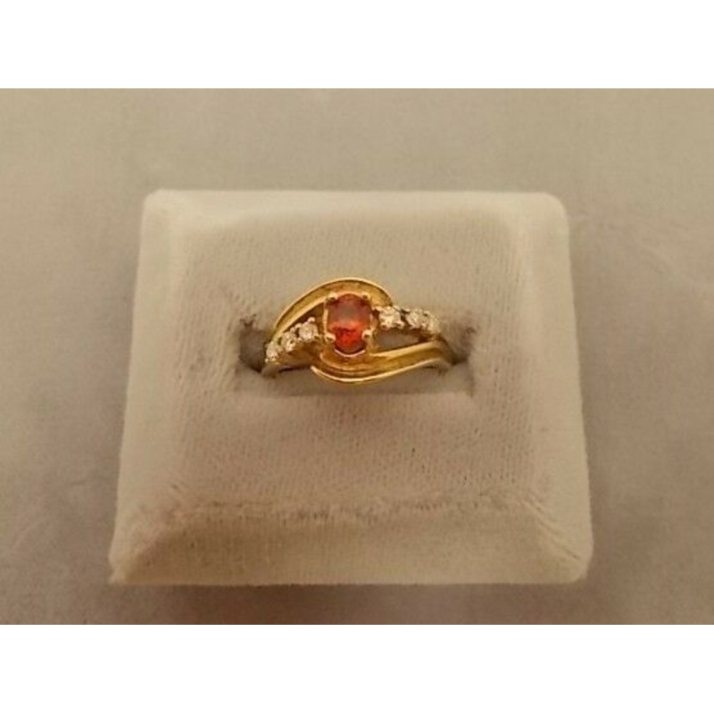 Enchanting Gold .54ct Oval Orange Genuine Natural Sapphire Ring (#J508)