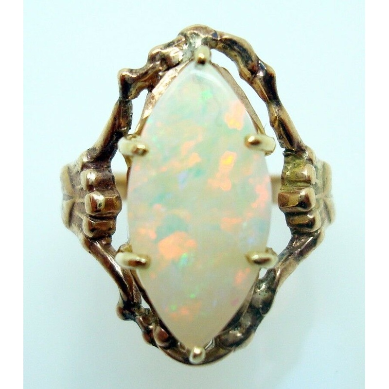 Luxurious 1.92ct Marquise Genuine Natural Opal Ring (#J444)