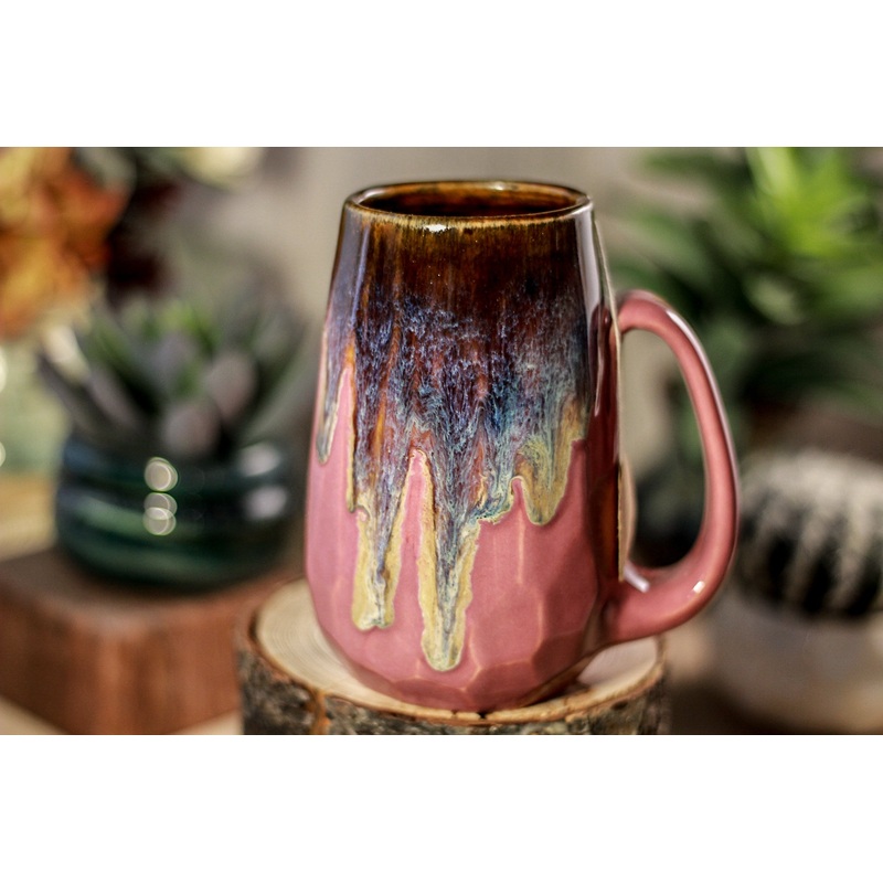 03-D Electric Wave Notched Crystal Mug, 14 oz