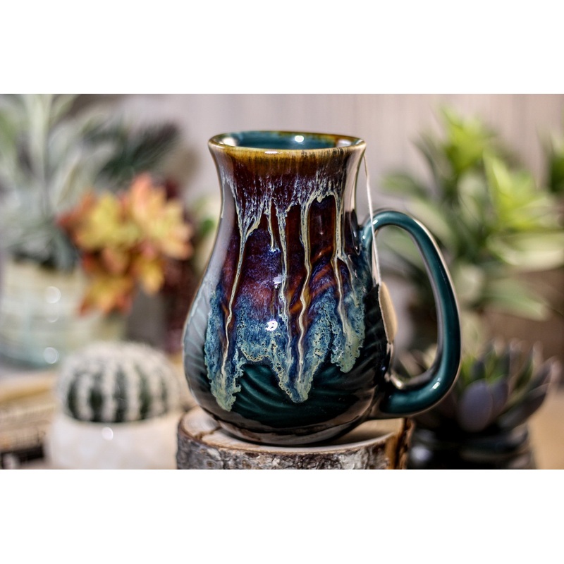 03-D New Wave Barely Flared Notched Textured Mug, 19 oz.