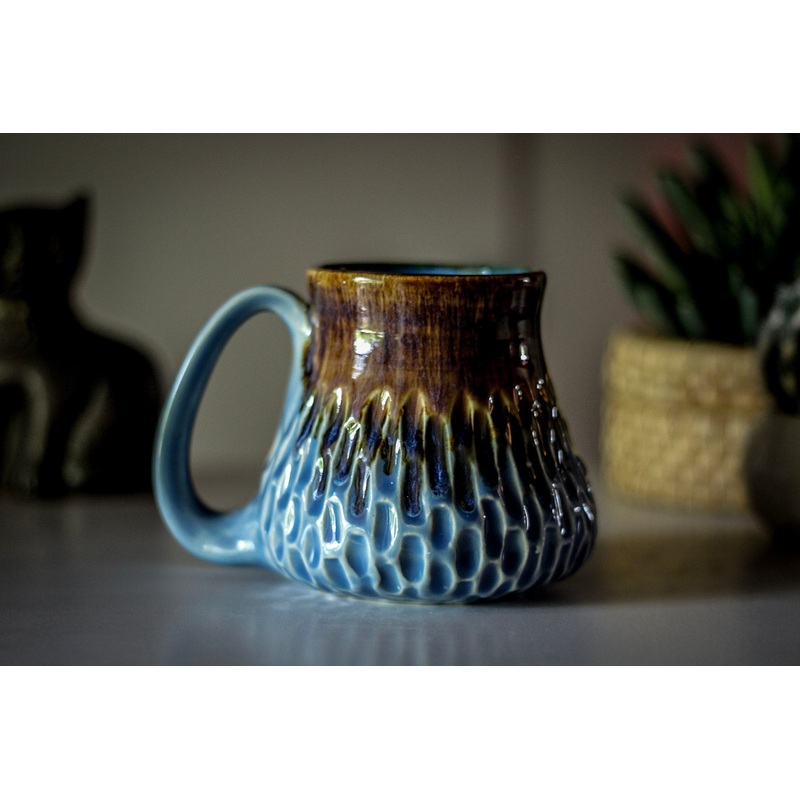 08-E Arctic Wave Barely Flared Textured Mug, 14 oz.