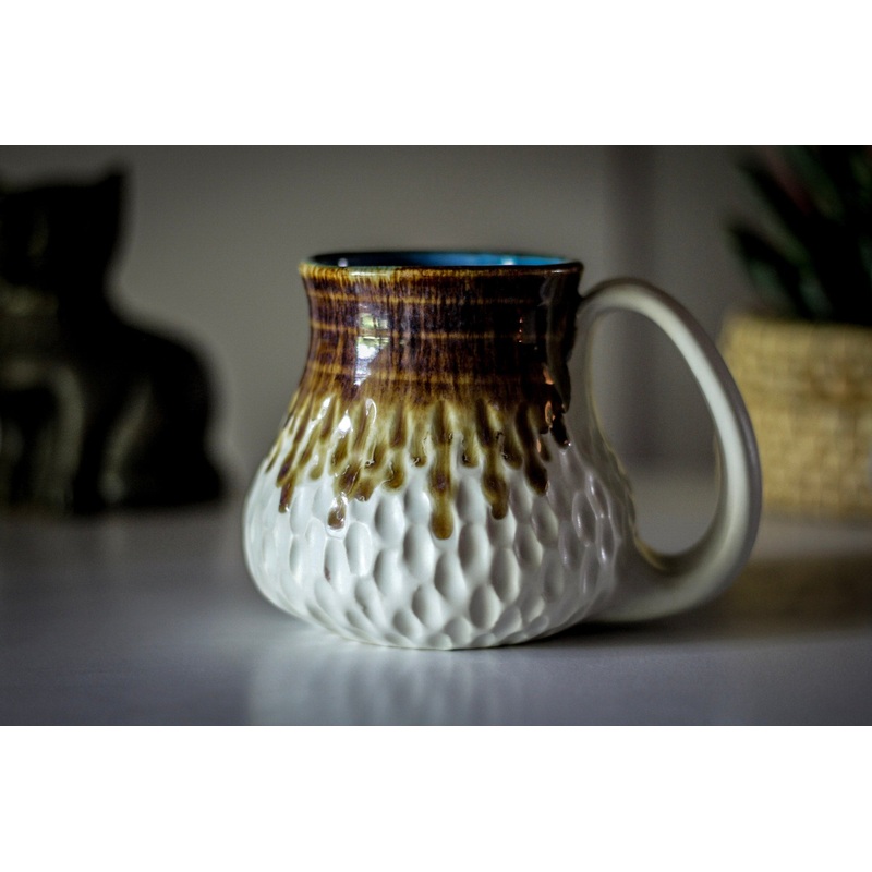 09-E Arctic Wave Barely Flared Textured Mug, 14 oz.