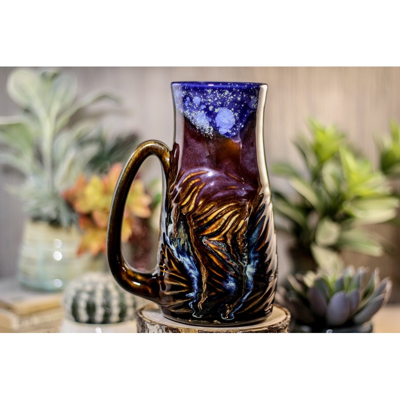 11-A Starry Night Barely Flared Textured Mug, 22 oz.