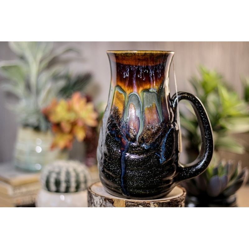 13-A New Earth Barely Flared Notched Textured Mug, 23 oz.