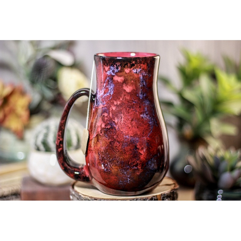 34-B Dragon's Blood Agate Barely Flared Notched  Mug, 18 oz.