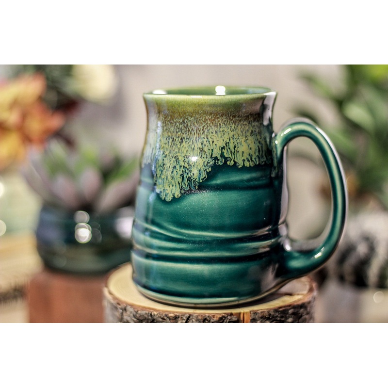 38-F Spanish Moss Barely Flared Textured Mug, 13 oz