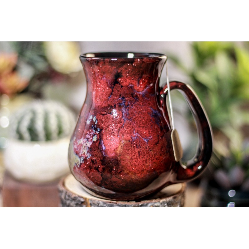 44-B Dragon's Blood Agate Barely Flared Notched  Mug, 16 oz.
