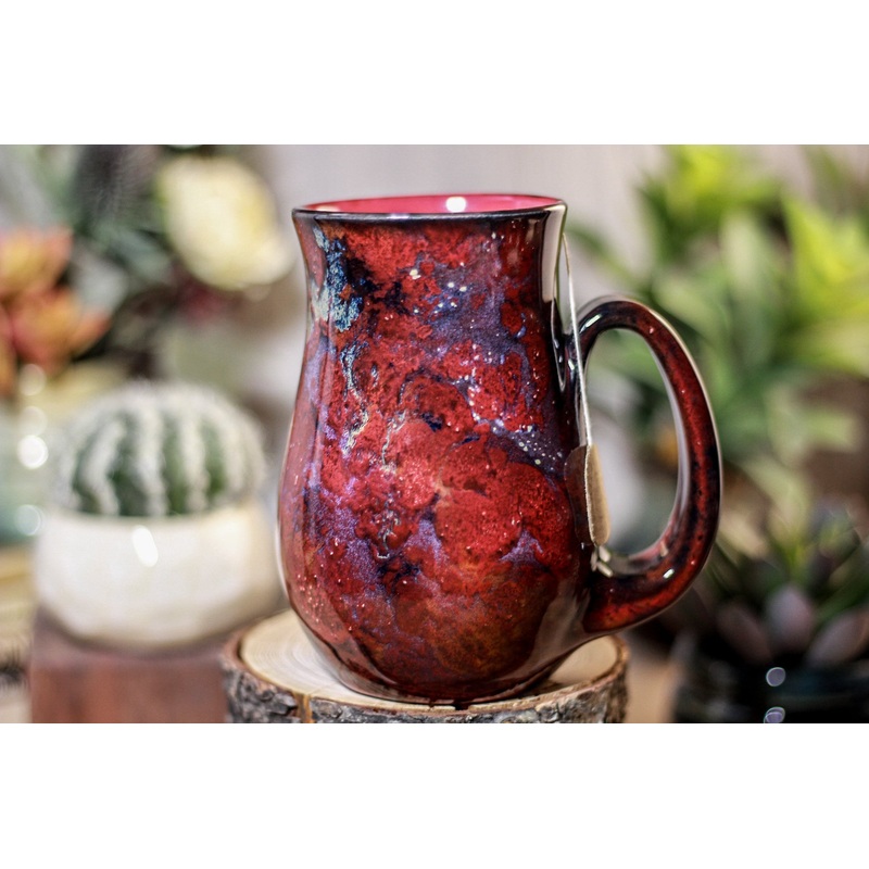 45-B Dragon's Blood Agate Barely Flared Notched  Mug, 16 oz.