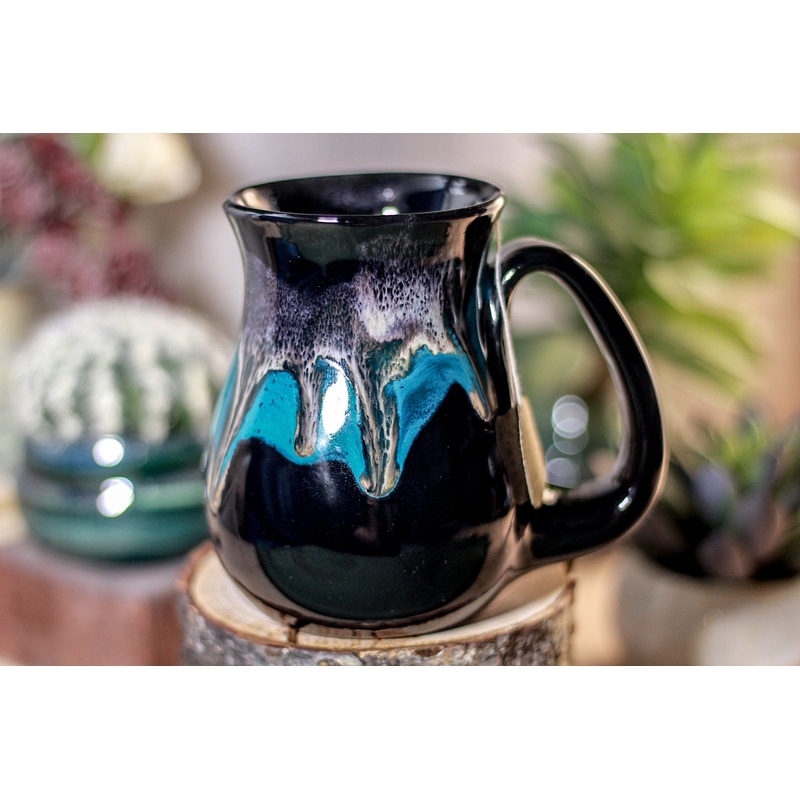 46-F Teal Cavern Barely Flared Notched Mug, 14 oz