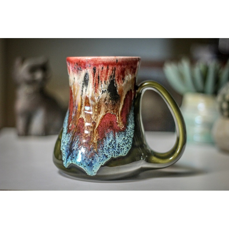 03-B Coral Mountain Meadow Variation Flared Textured Mug, 17 oz.