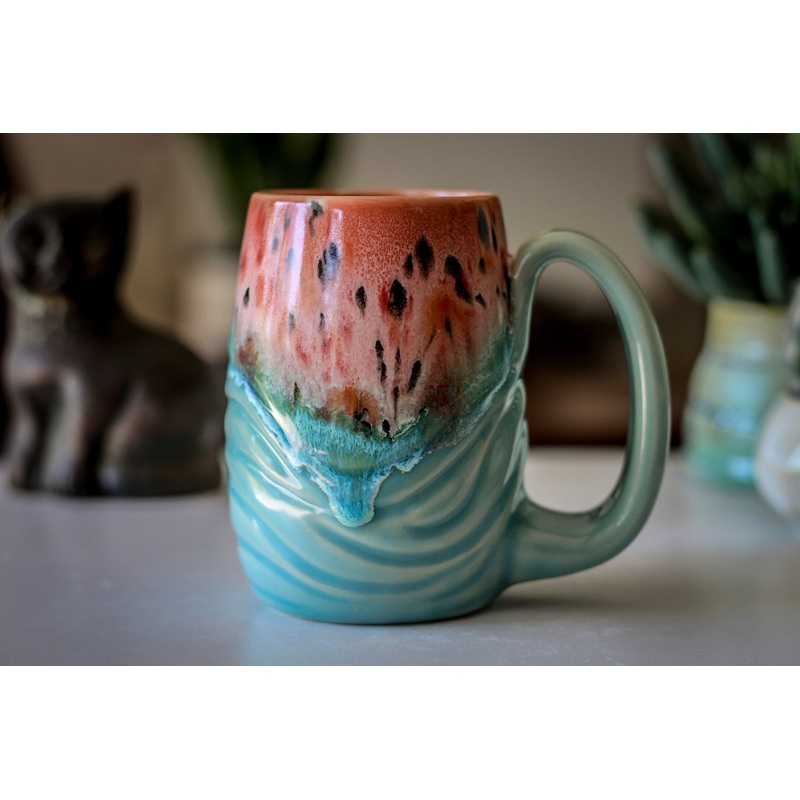 05-D Coral Meadow Textured Mug, 15 oz.