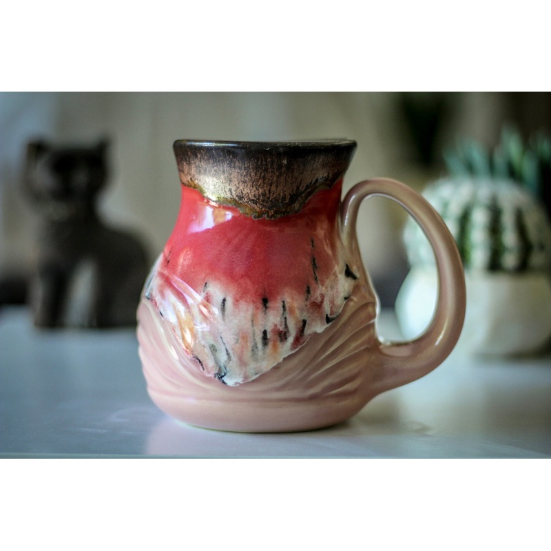 10-C Copper Agate Variation Flared Textured Mug, 18 oz.