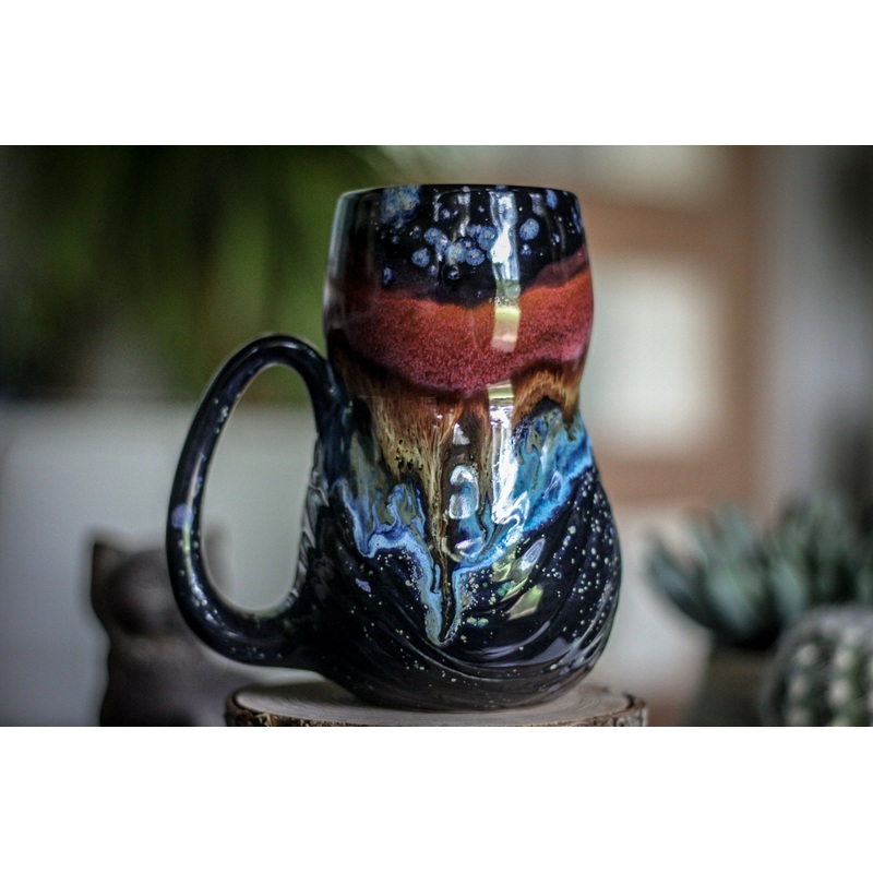 19-B Starry Starry Night Textured Gourd Mug, 20 oz.