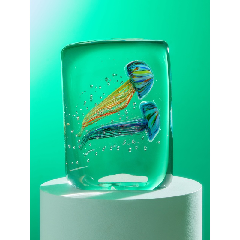 1980s Jellyfish Murano Glass Paperweight