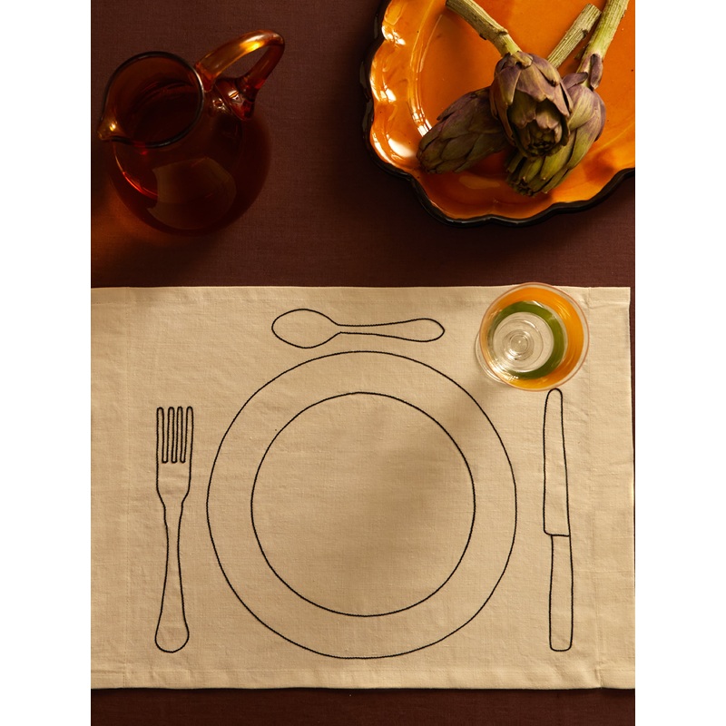Bistrot Hand-Embroidered Linen Placemats (Set of 4)