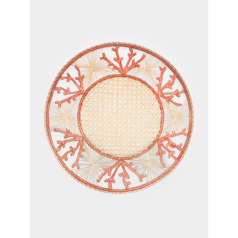 Coral Handwoven Iraca Palm Placemats (Set of 4)