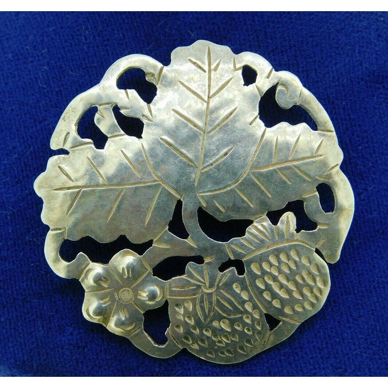 Handwrought Sterling Gregor Panis Strawberry Pin (#J4748)