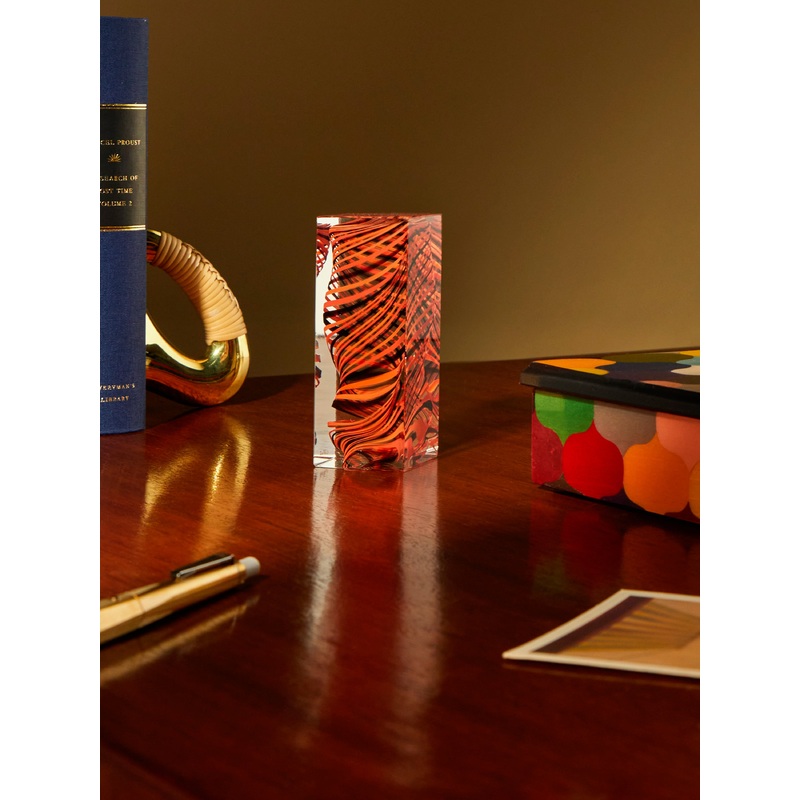 Late 20th Century Carlo Moretti Swirl Block Paperweight