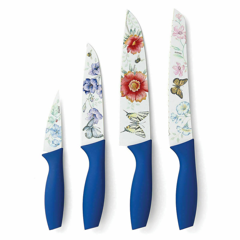Lenox Stainless Steel Butterfly Meadow Set Of 4 Printed Knives New In Box