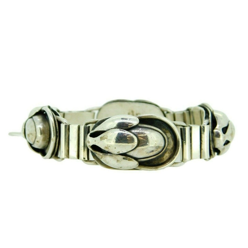 Sterling Georg Jensen USA #105 Bracelet with Applied Leaves (#J4753)