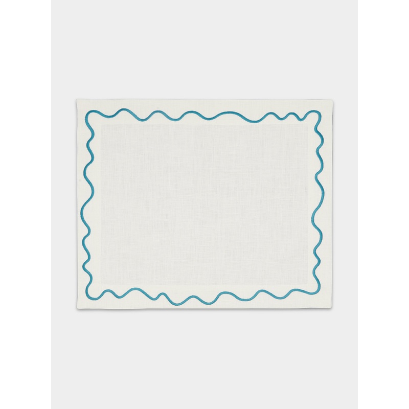 The Squiggle Hand-Embroidered Linen Placemats (Set of 4)