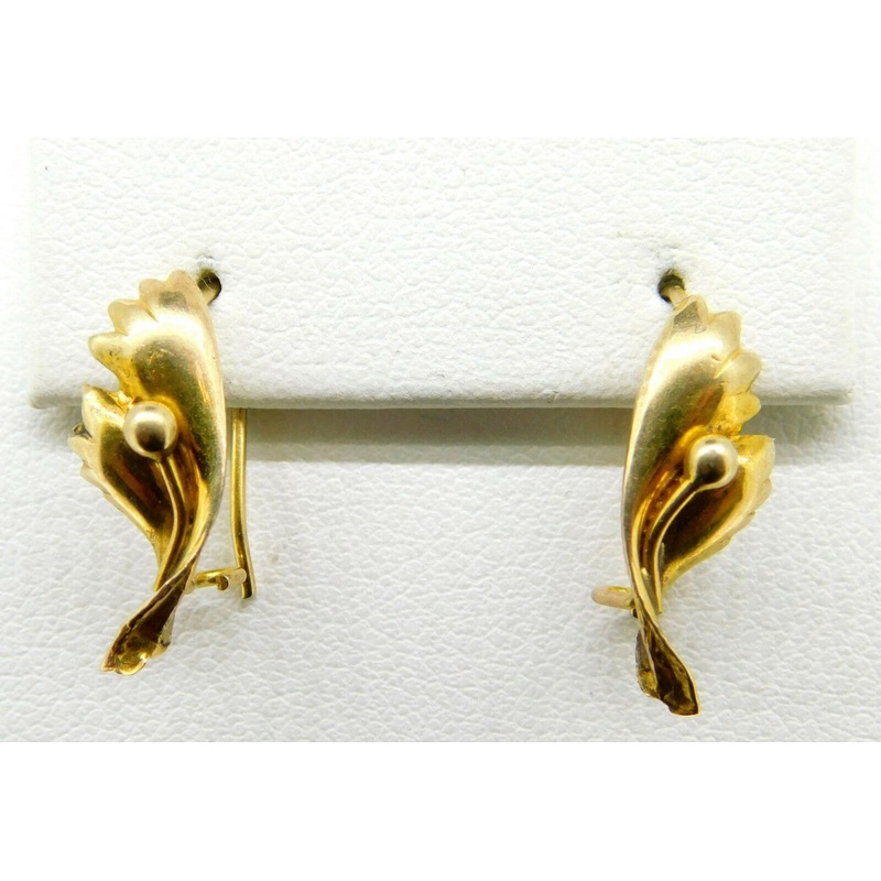 10k Yellow Gold Delicate Leaf Earrings (#J4266)