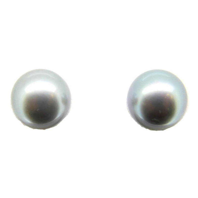 11.2mm Grey South Sea Pearl 14k Gold Earrings (#J4078)