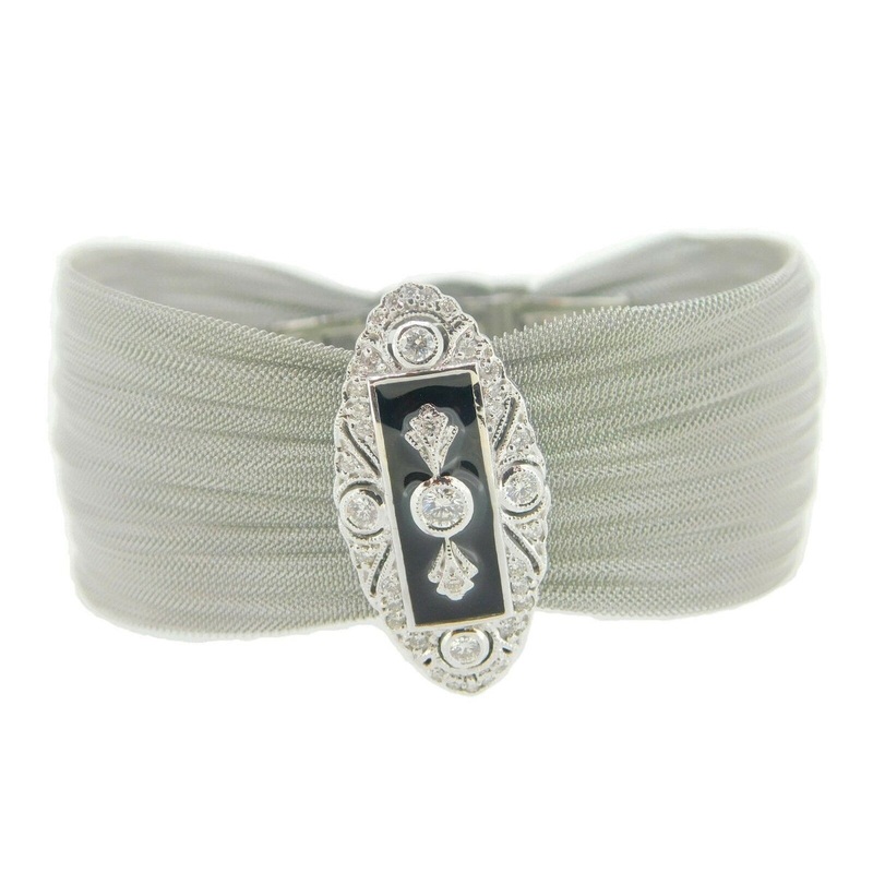 14k Gold .56ct Genuine Natural Diamond Bracelet with Enamel (#J4063)