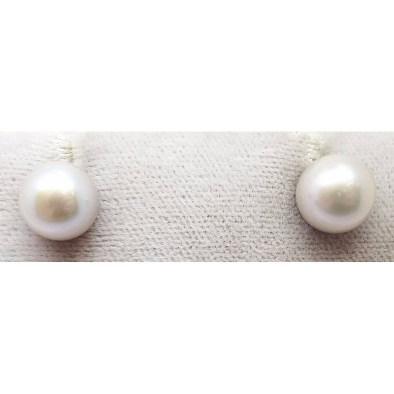 14K Gold 8.55Mm Grey Pearl Stud Earrings (#J3388)