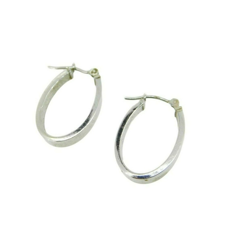 14k Simple Hoop White Gold Earrings (#J4712)