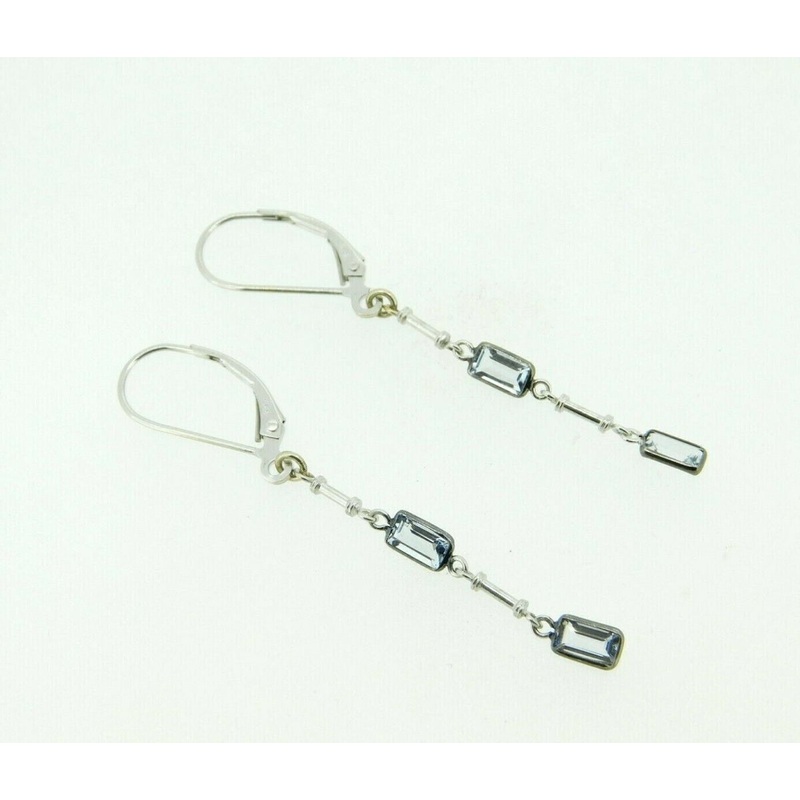 9k Gold Genuine Natural Aquamarine Drop Earrings with 14k Lever Backs (#J4370)