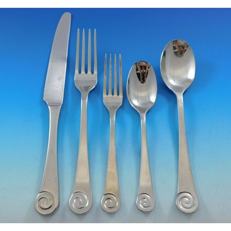 Ammonite by Ginkgo Stainless Steel Flatware Set Service 62 pcs Estate