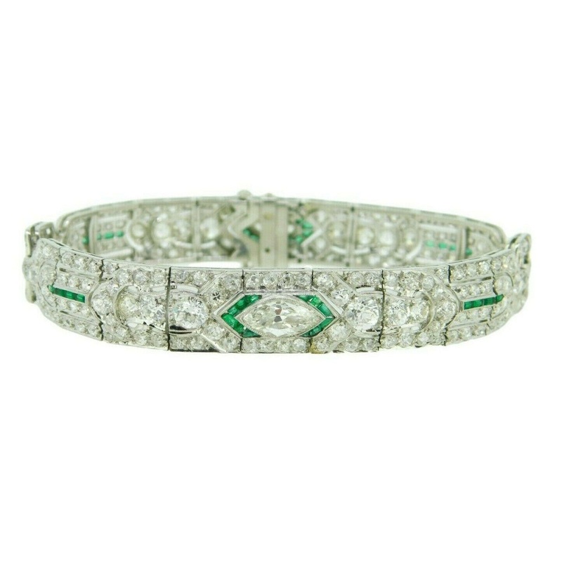 Art Deco Platinum 7.6ct Diamond Bracelet (#J4605)