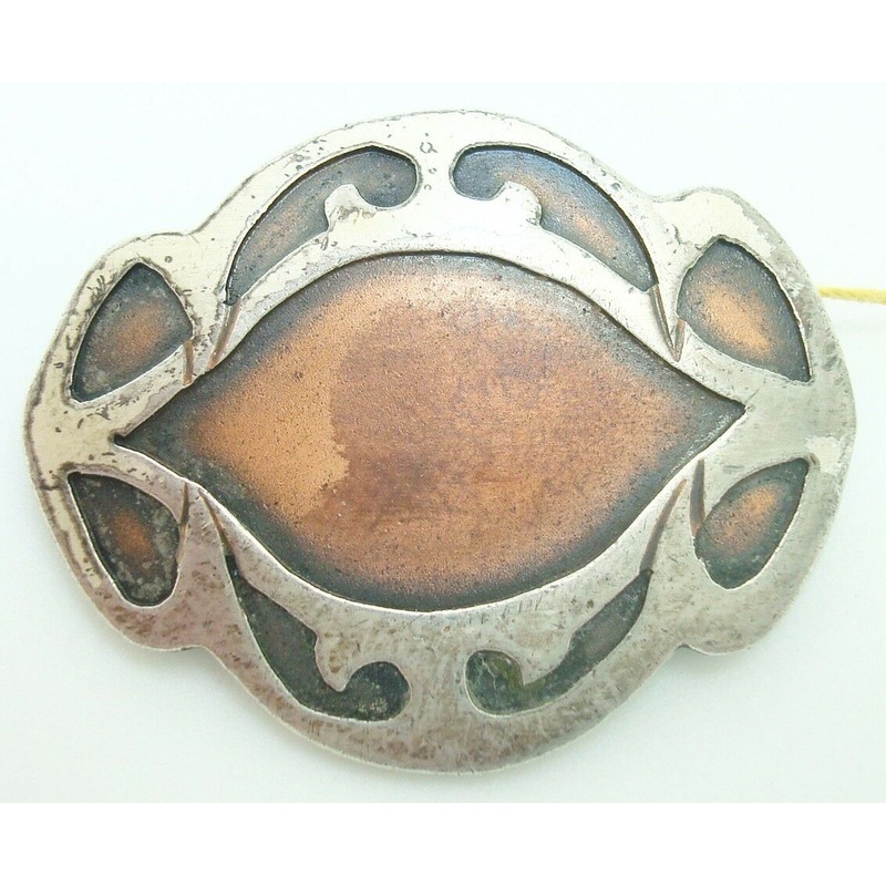 Arts and Crafts Heintz Sterling and Copper Pin (#J2520)