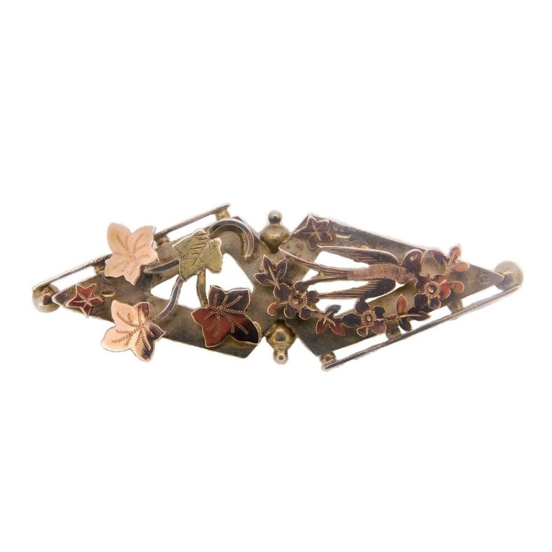 English Sterling Sweetheart Brooch with Bird (#J3889)